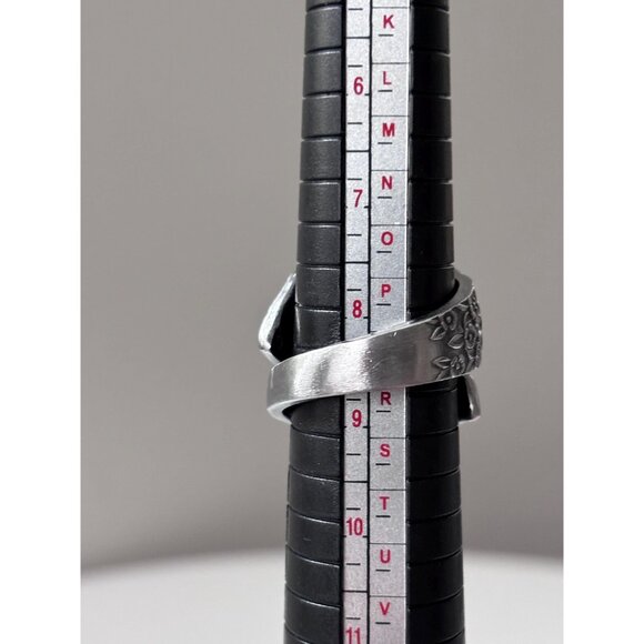 Handmade Floral Spoon Ring - Size 8.5 Silverware Wrap Band Silver - Picture 8 of 8